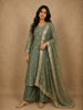 Dusty Olive Green Floral Zari Embroidered Design Tissue Silk Salwar Suit