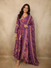 Dusty Orchid Purple Floral Printed Design Cotton Anarkali Salwar Suit with Dupatta