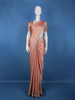 Dusty Peach Stone Embellishment Satin Saree - Diadem