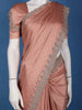 Dusty Peach Stone Embellishment Satin Saree - Diadem