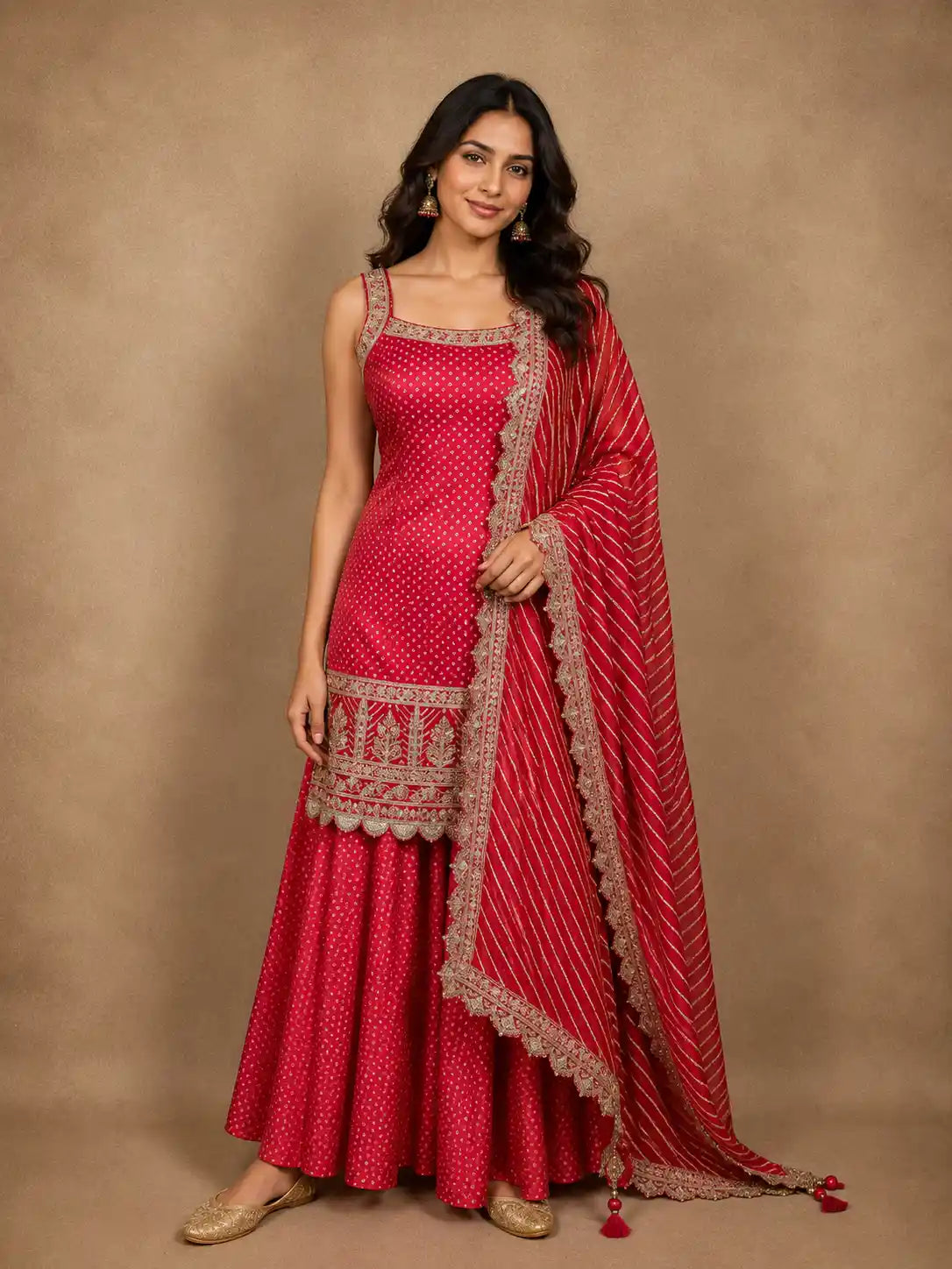 Dusty Pink Butta Zari Woven Design Banarasi Silk Palazzo Suit with Dupatta