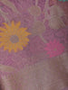 Dusty Pink Floral Design Zari Work Tissue Silk Saree - Diadem