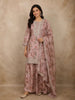 Dusty Pink Floral Printed Design Tissue Palazzo Suit with Dupatta