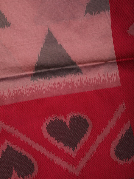 Dusty Pink Geometric Heart Woven Tissue Silk Saree - Diadem