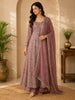 Dusty Pink Leaf Sequins Embroidered Design Georgette Palazzo Suit with Dupatta