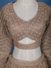Dusty Rose Gold Floral Motif Embroidery Bridal Net Lehenga Set - Diadem