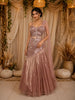 Dusty Rose Gold Heavy Sequins and Beads Embroidered Design Mermaid Tissue Party Lehenga