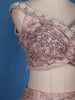 Dusty Rose Pink Floral And Sequins Embroidered Net Lehenga for Bridesmaids - Diadem