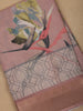 Dusty Rose Pink Floral Design Printed Cotton Saree - Diadem