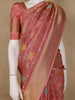 Dusty Rose Pink Floral Woven Banarasi Silk Saree - Diadem