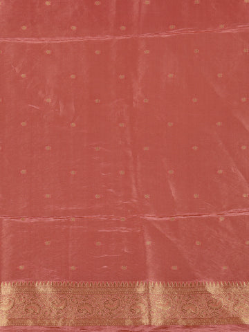 Dusty Rose Pink Floral Woven Banarasi Silk Saree - Diadem
