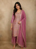 Dusty Rose Pink Floral Zari Woven Design Banarasi Silk Salwar Suit