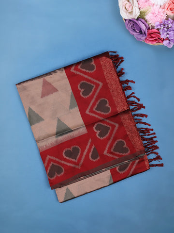 Dusty Rose Pink Heart Woven Tissue Silk Saree - Diadem