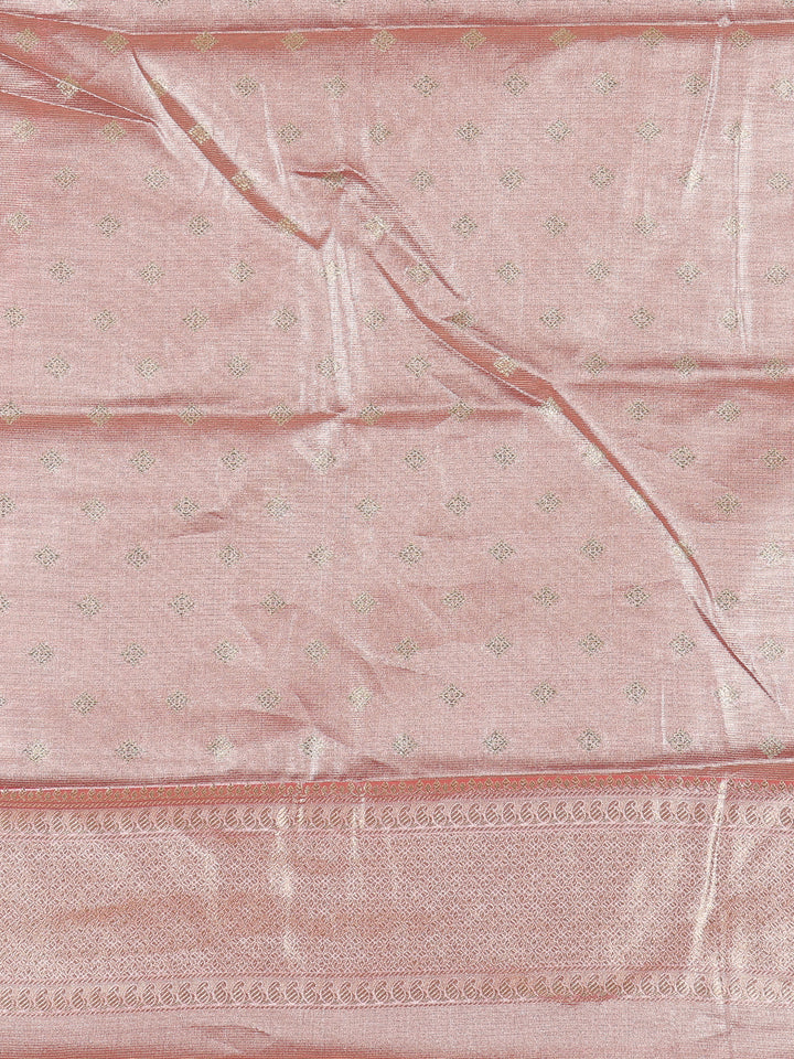 Dusty Rose Pink Ikat Woven Tissue Silk Saree - Diadem