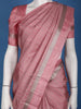 Dusty Rose Pink Striped Zari Border Silk Saree - Diadem