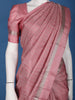 Dusty Rose Pink Striped Zari Border Silk Saree - Diadem