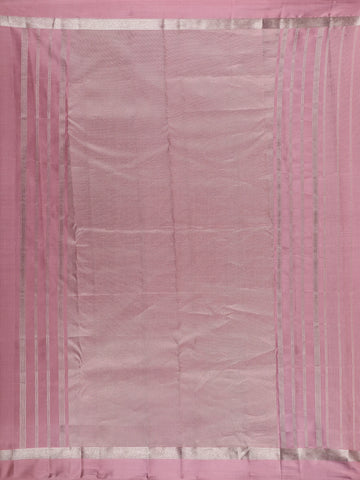 Dusty Rose Pink Striped Zari Border Silk Saree - Diadem