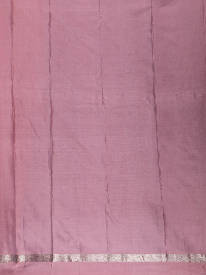 Dusty Rose Pink Striped Zari Border Silk Saree - Diadem