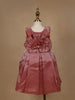 Dusty Rose Satin Party Frock with Oversized 3D Floral Embellishment - Diadem
