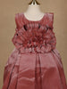 Dusty Rose Satin Party Frock with Oversized 3D Floral Embellishment - Diadem