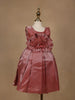 Dusty Rose Satin Party Frock with Oversized 3D Floral Embellishment - Diadem