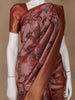 Dusty Rose Tropical Bird Printed Semi Tussar Saree - Diadem