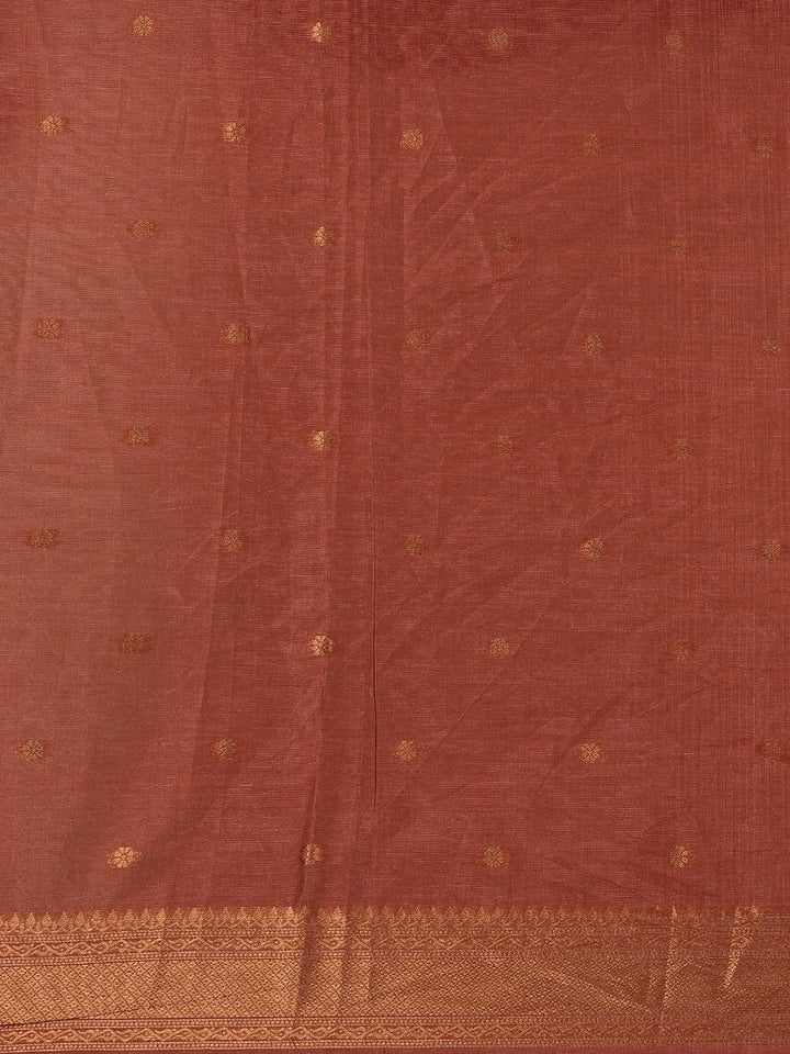 Dusty Rose Tropical Bird Printed Semi Tussar Saree - Diadem