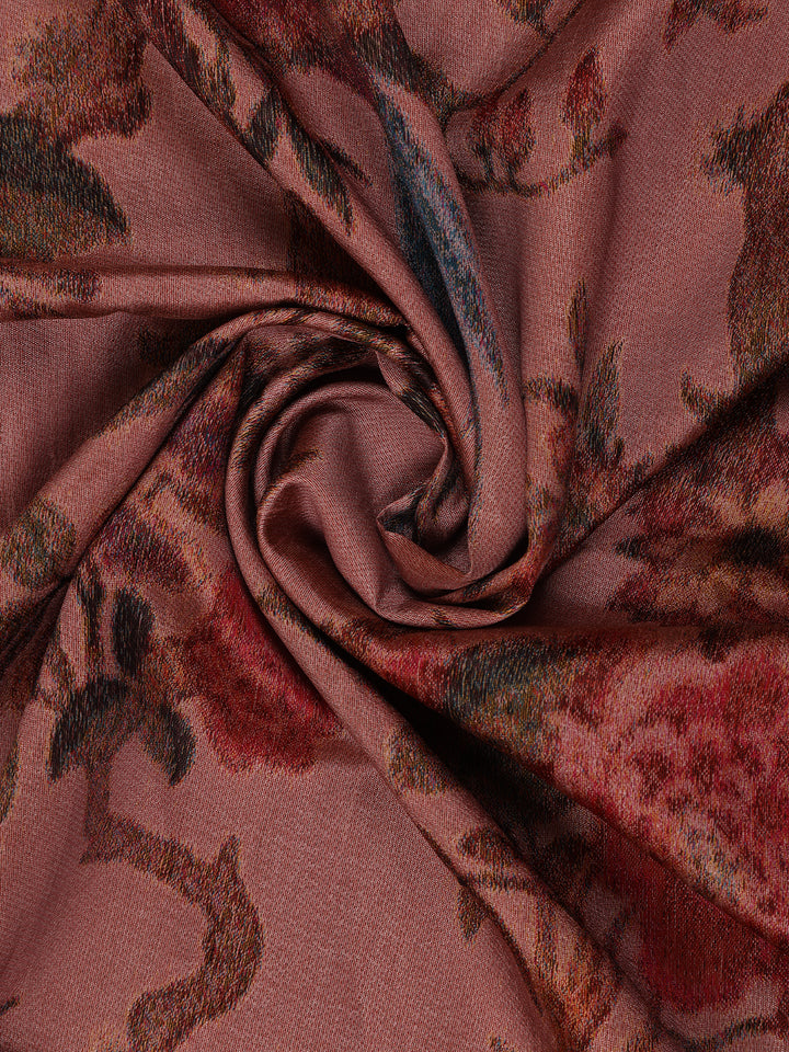 Dusty Rose Tropical Bird Printed Semi Tussar Saree - Diadem