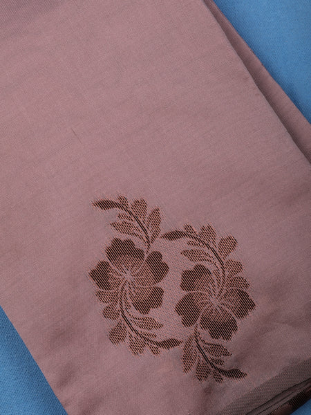 Dusty Rosewood Floral Design Soft Silk Saree - Diadem