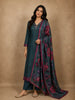 Dusty Teal Blue Floral Sequins and Beads Embroidered Design Organza Salwar Suit with Dupatta