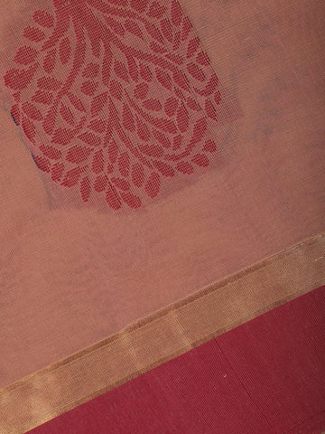 Earthy Brown Tree Motifs Cotton Saree - Diadem