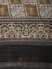 Earthy Cocoa Brown Geometric Block Printed Design Linen Cotton Saree with Sequins Border