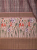 Earthy Coffee Brown Abstract Printed Design Semi Tussar Saree with Floral Border