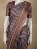 Earthy Coffee Brown Abstract Printed Design Semi Tussar Saree with Floral Border