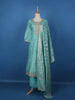 Elegant Blue Floral Design Sequin Work Georgette Salwar Suit - Diadem