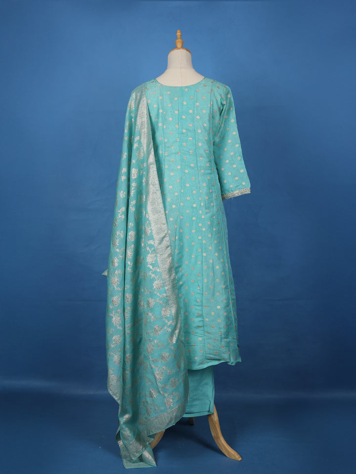 Elegant Blue Floral Design Sequin Work Georgette Salwar Suit - Diadem