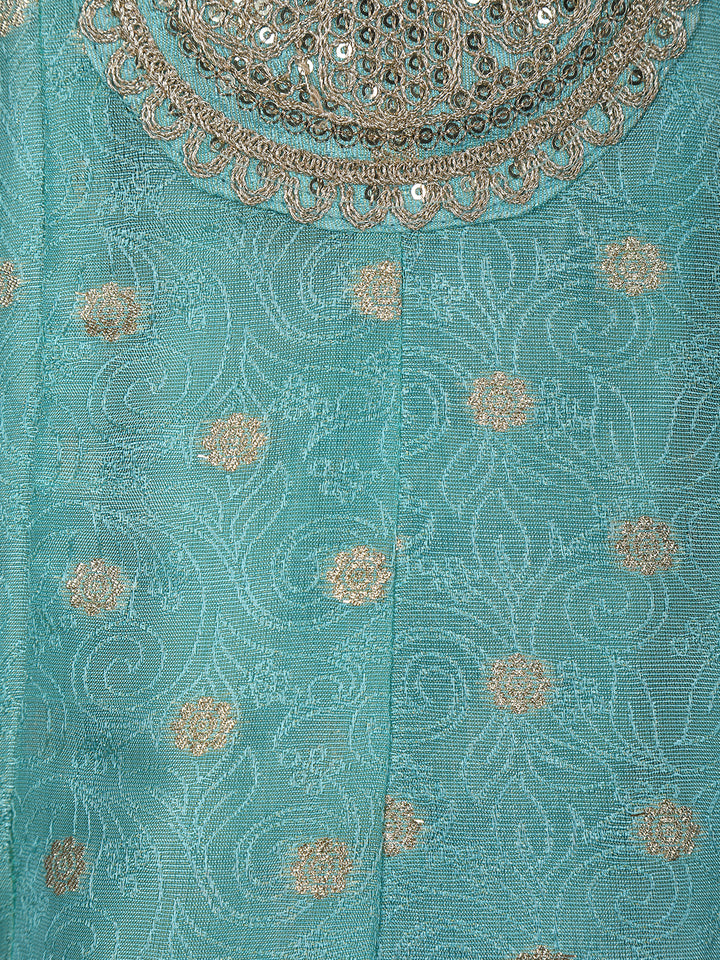 Elegant Blue Floral Design Sequin Work Georgette Salwar Suit - Diadem