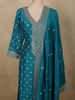 Elegant Deep Teal Blue Sequins Embroidered Design Semi Silk Salwar Suit with Designer Dupatta