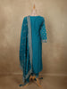Elegant Deep Teal Blue Sequins Embroidered Design Semi Silk Salwar Suit with Designer Dupatta