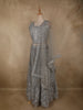 Elegant Dove Grey Mirror and Thread Embroidered Design Net Lehenga With Dupatta