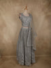 Elegant Dove Grey Mirror and Thread Embroidered Design Net Lehenga With Dupatta
