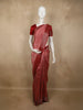 Elegant Dual-Tone Rosewood Floral Butta Zari Woven Design Design Pure Tussar Saree with Contrast Floral Border