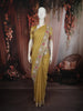 Elegant Mustard Yellow Embroidered Design Tissue Saree with Scalloped Border