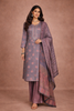 Grey Floral Printed Cotton Salwar Suit