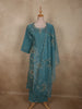 Elegant Teal Blue Floral Sequins and Beads Embroidered Design Organza Straight Cut Salwar Suit