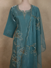 Elegant Teal Blue Floral Sequins and Beads Embroidered Design Organza Straight Cut Salwar Suit