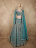 Elegant Teal Blue Heavy Beads and Mirror Embroidered Design Net Bridal Lehenga With Dupatta