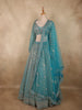 Elegant Teal Blue Heavy Beads and Mirror Embroidered Design Net Bridal Lehenga With Dupatta