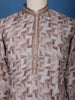 Elegant Beige Geometric Printed Cotton Kurta - Diadem