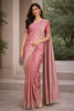 Metallic Rose Floral Zari Sequin Embellishment Organza Saree